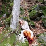 Frau schläft unter einem Baum in der Natur, Feen, Elfen